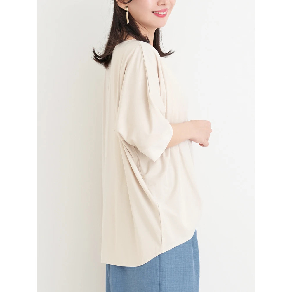 【接触冷感】袖異素材切り替え裾タックプルオーバー12