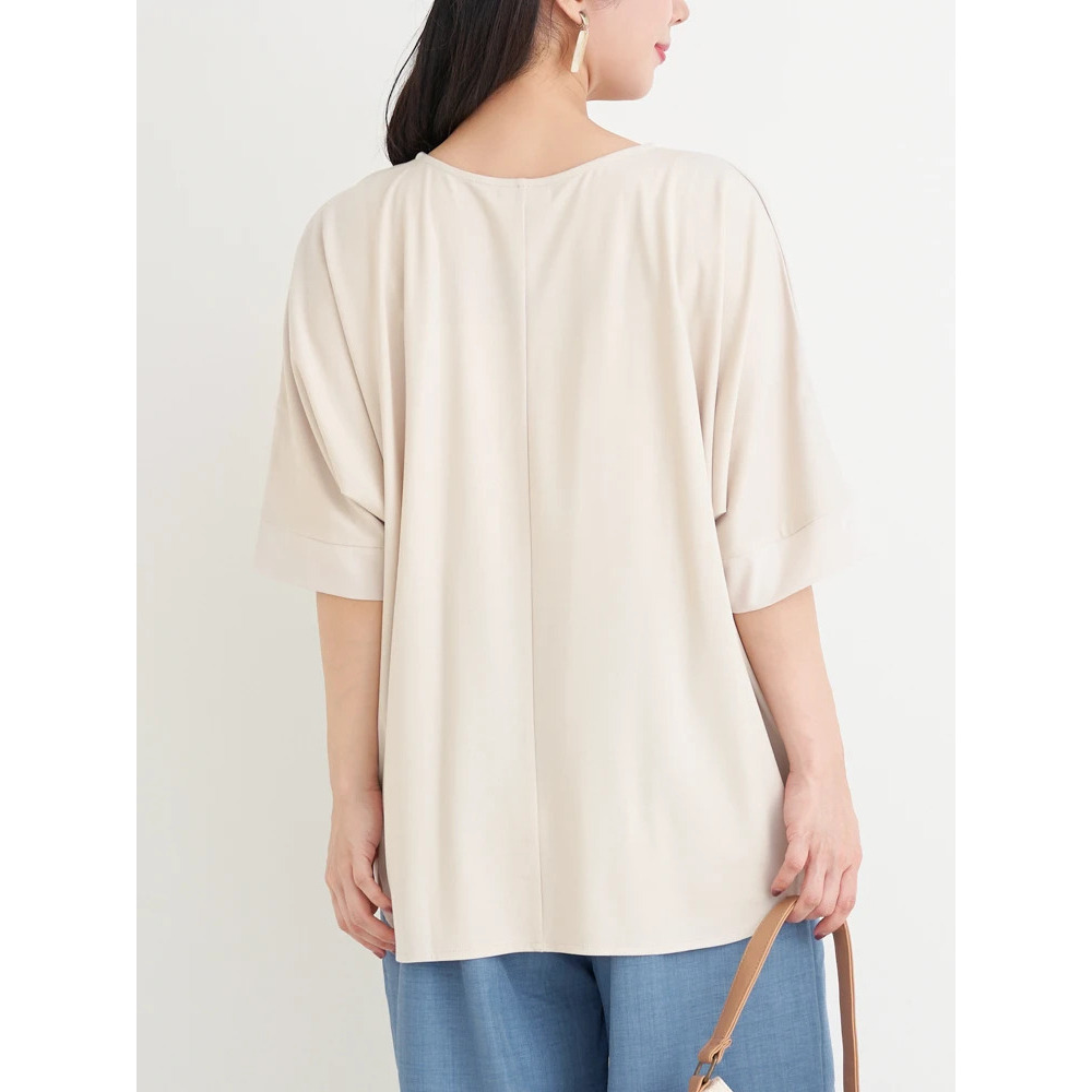 【接触冷感】袖異素材切り替え裾タックプルオーバー13