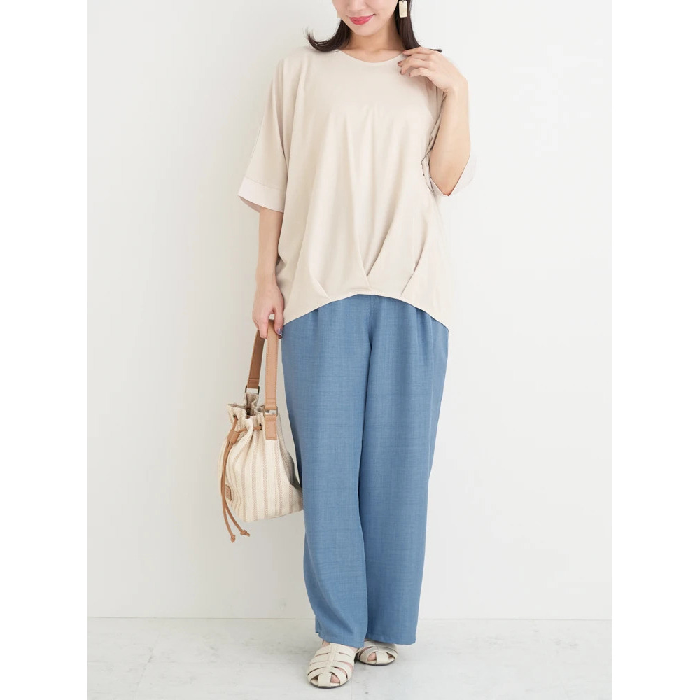 【接触冷感】袖異素材切り替え裾タックプルオーバー16