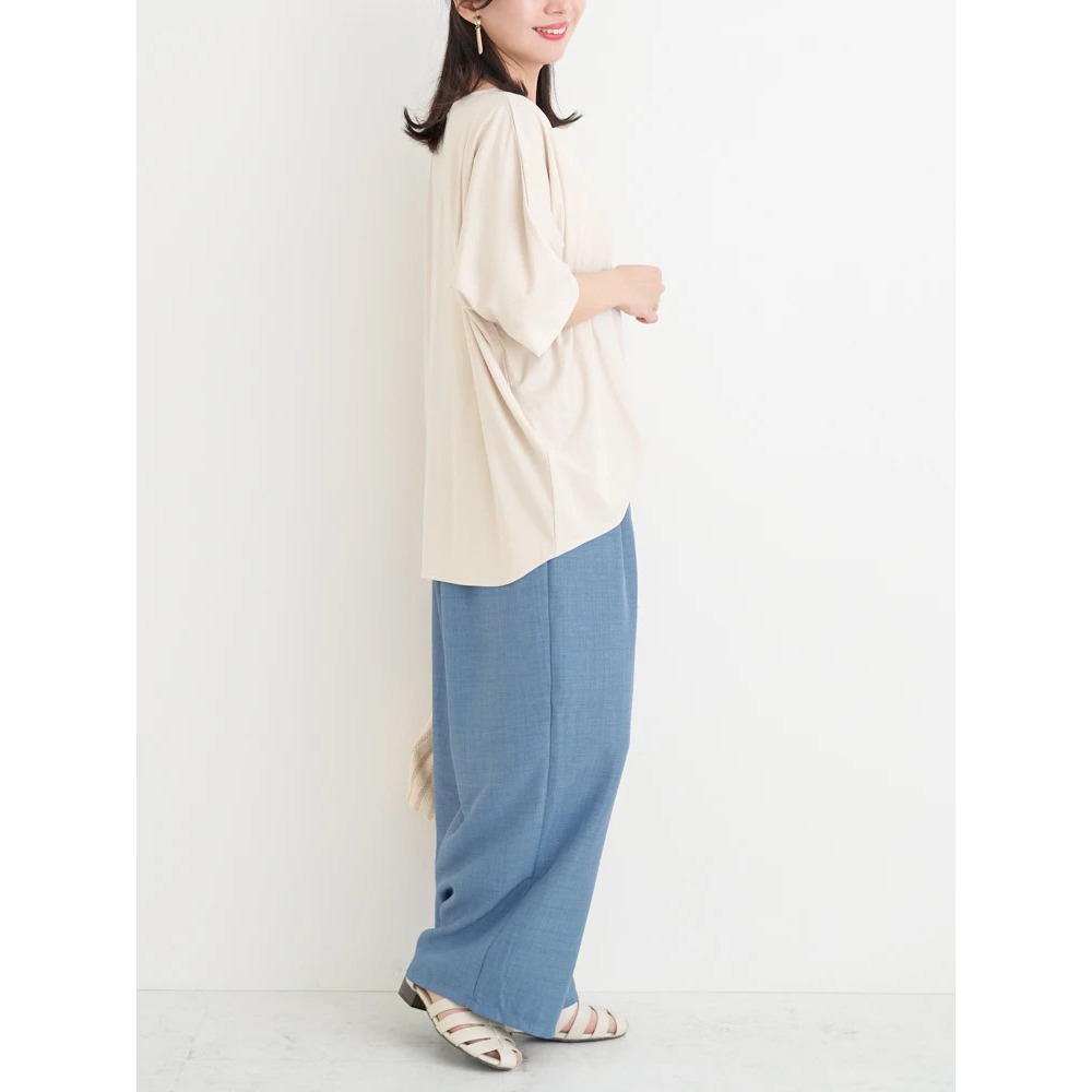 【接触冷感】袖異素材切り替え裾タックプルオーバー17