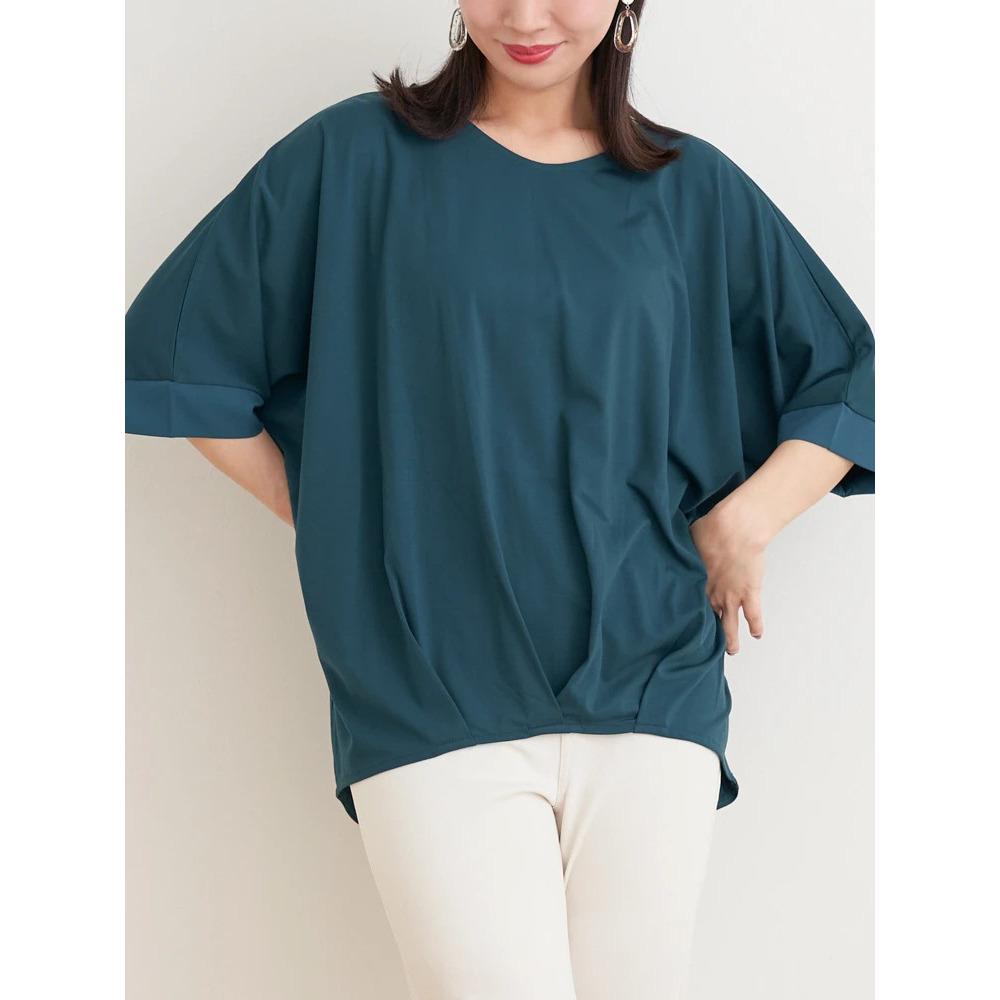 【接触冷感】袖異素材切り替え裾タックプルオーバー2