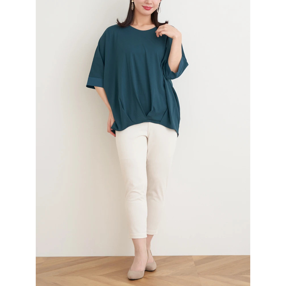 【接触冷感】袖異素材切り替え裾タックプルオーバー5