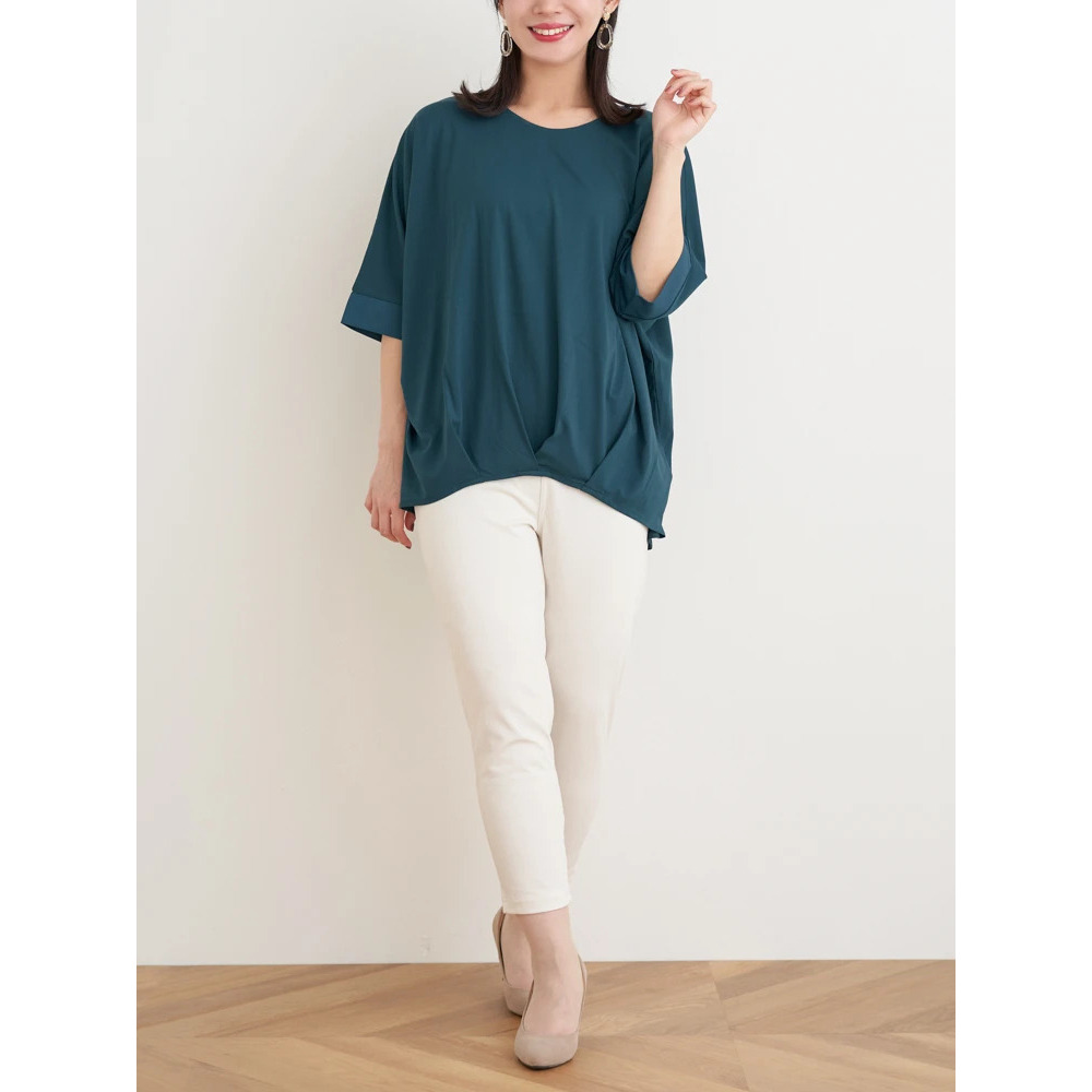 【接触冷感】袖異素材切り替え裾タックプルオーバー7