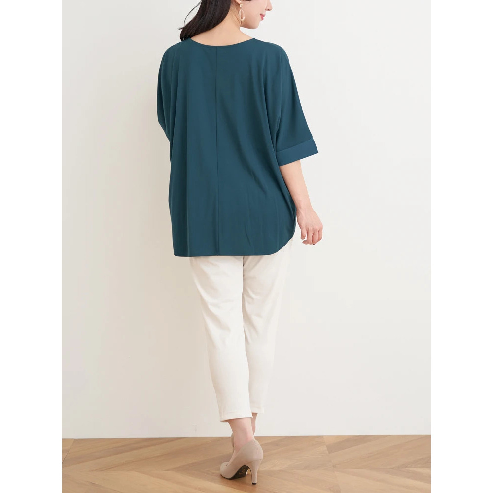 【接触冷感】袖異素材切り替え裾タックプルオーバー9