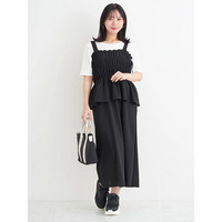 [SET]シャーリングジャンパースカート×リブTシャツ