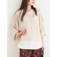 [SET]透かし網みニットプルオーバー&times;タンクトップ