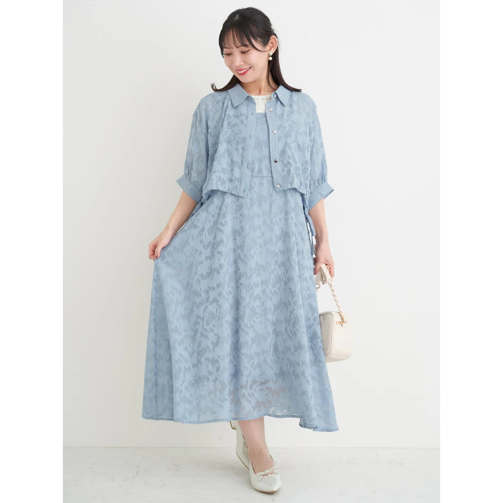 [SET]花柄ジャガードシャツ×キャミワンピース