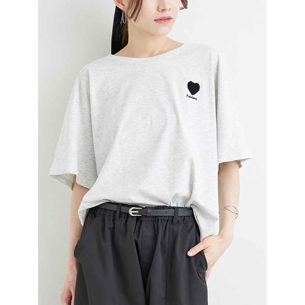 【接触冷感】ハート×ロゴ刺繍Tシャツ13
