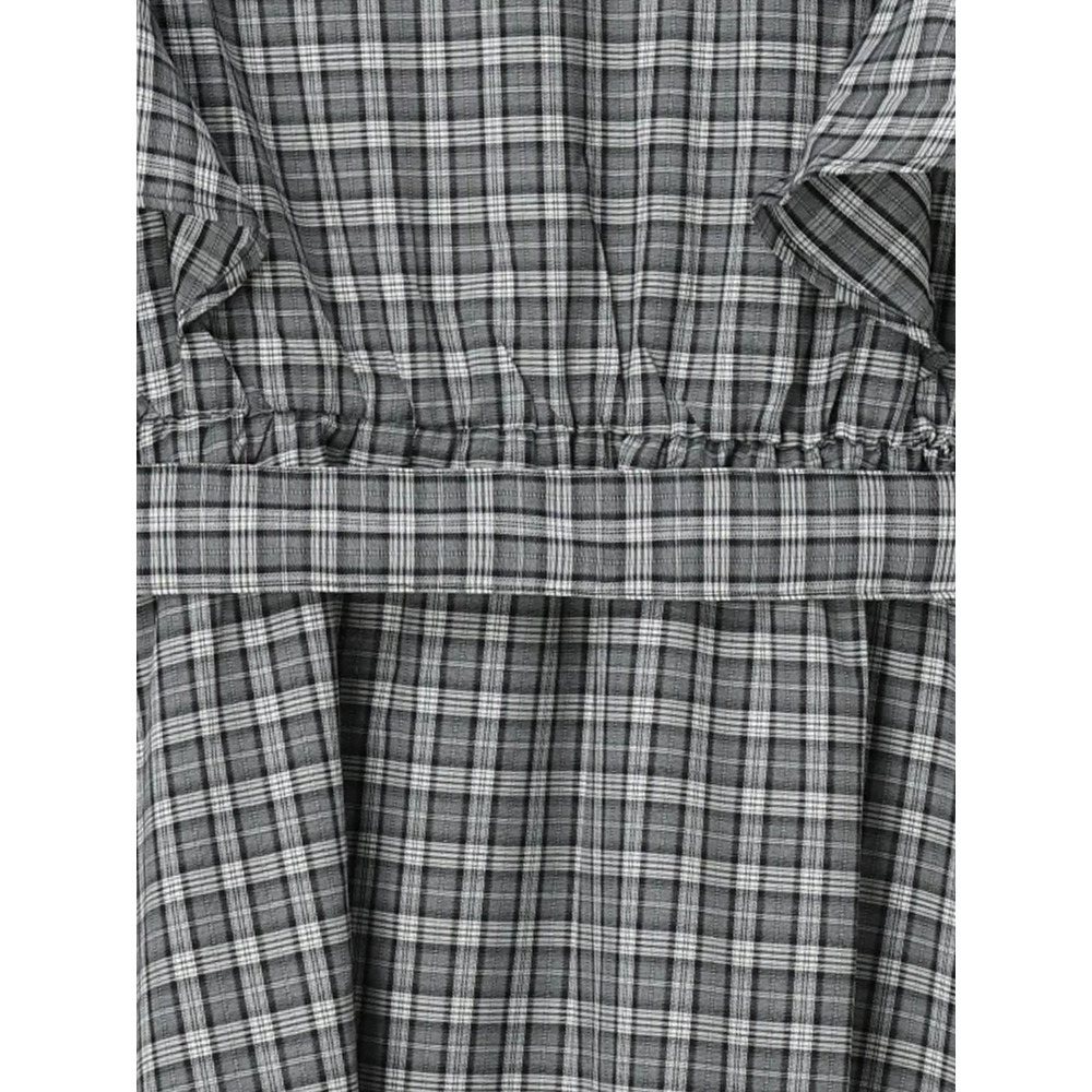 レース襟フレアスリーブチェック柄シャツワンピース18