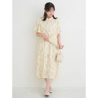 花柄フレアスリーブシャツワンピース
