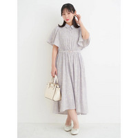 花柄フレアスリーブシャツワンピース