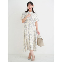 花柄フレアスリーブシャツワンピース