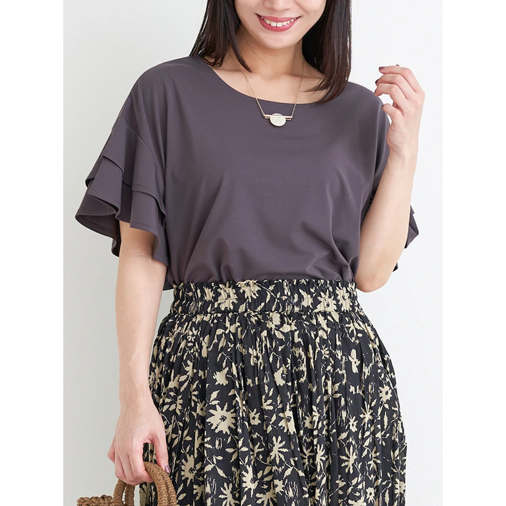 【接触冷感】袖2段フリルトップス