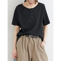 テレコリブヘンリーネックTシャツ