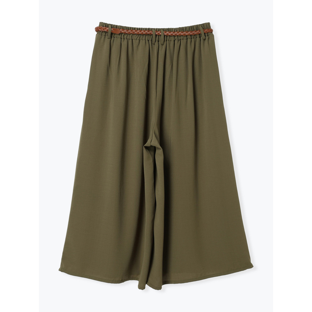 リネンライクベルト付きタックワイドパンツ2