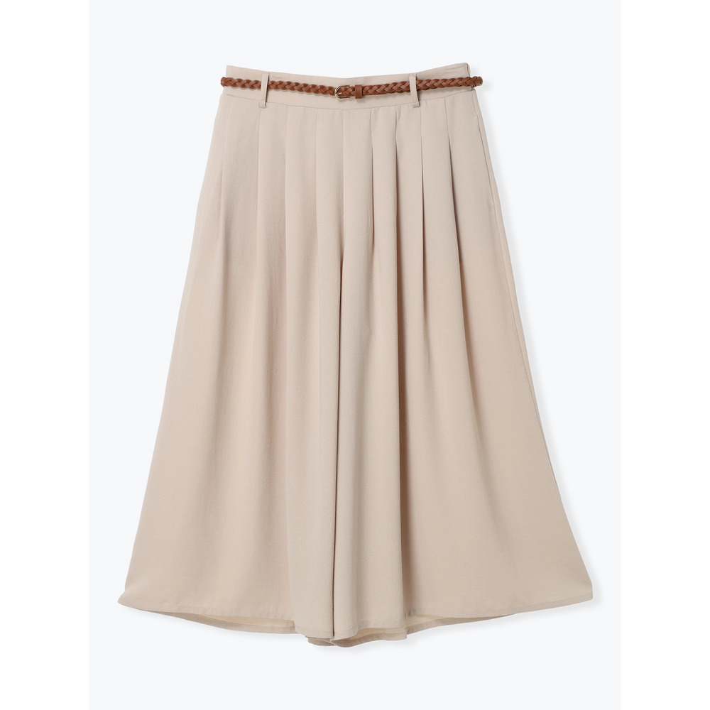 リネンライクベルト付きタックワイドパンツ1