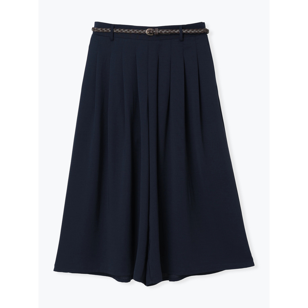 リネンライクベルト付きタックワイドパンツ1