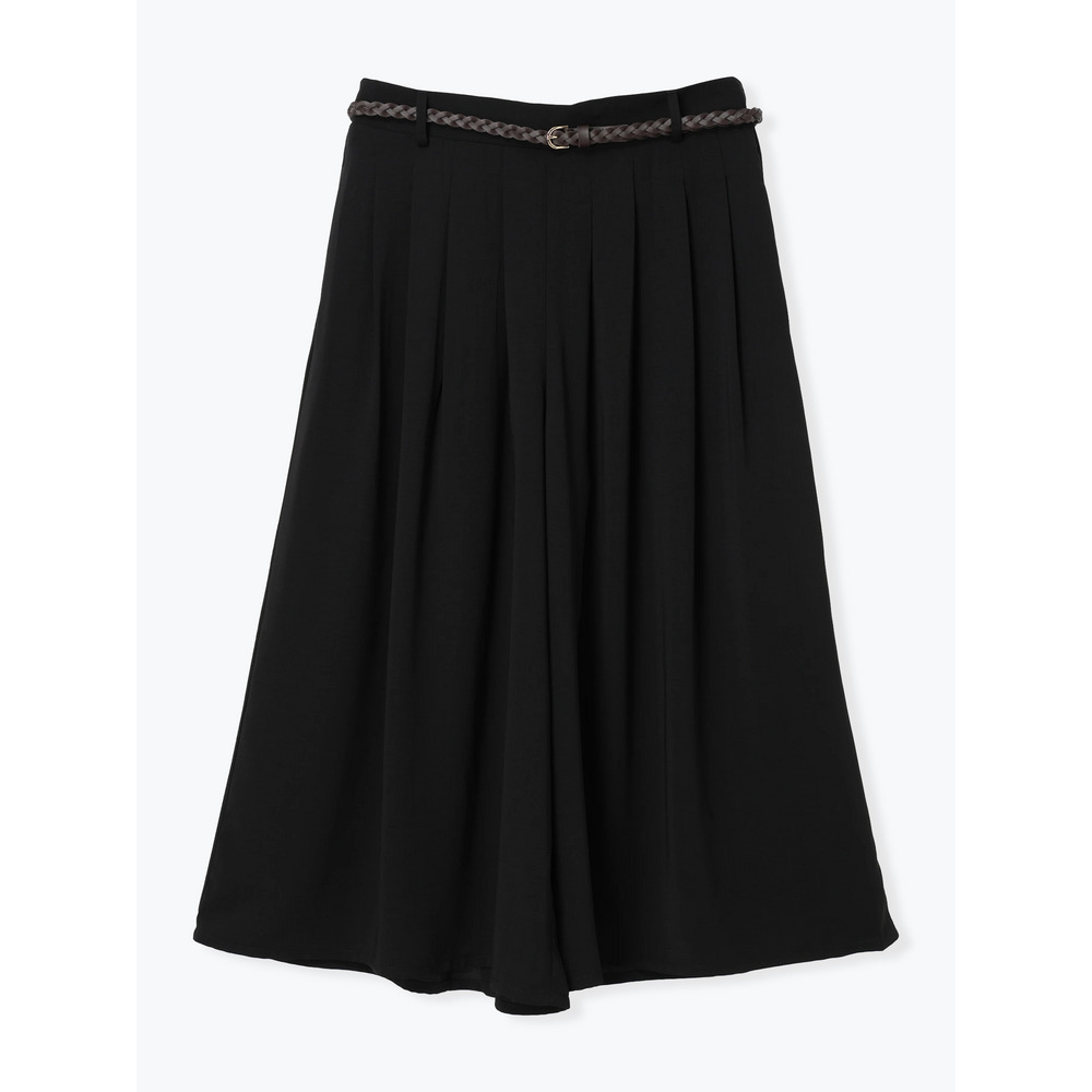 リネンライクベルト付きタックワイドパンツ1