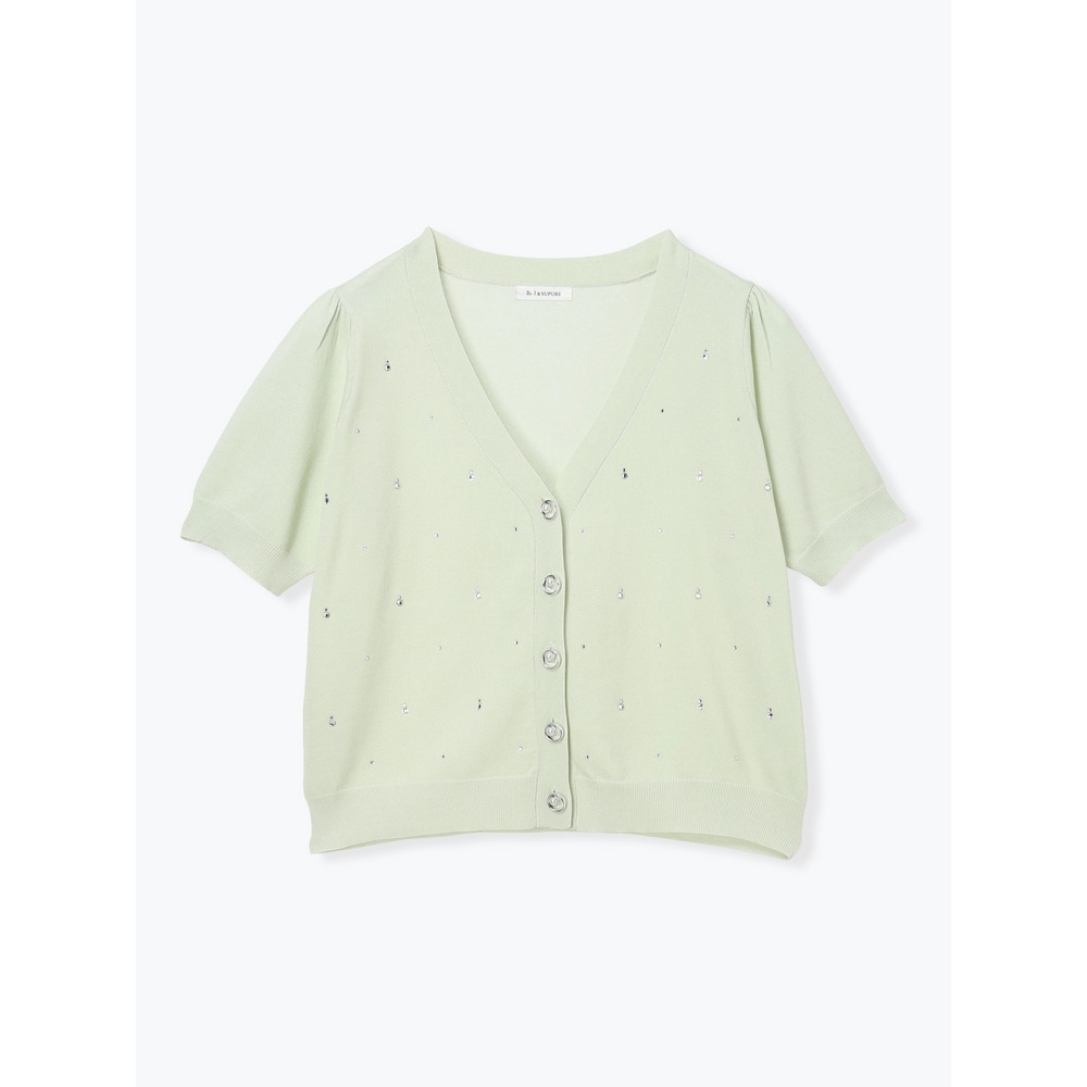 リネンライクビジューカーディガン