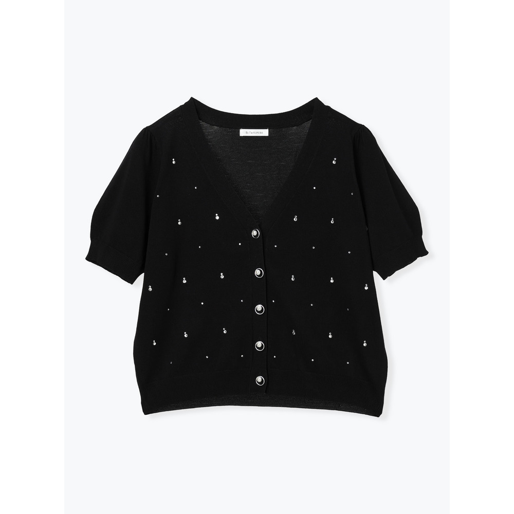 リネンライクビジューカーディガン1