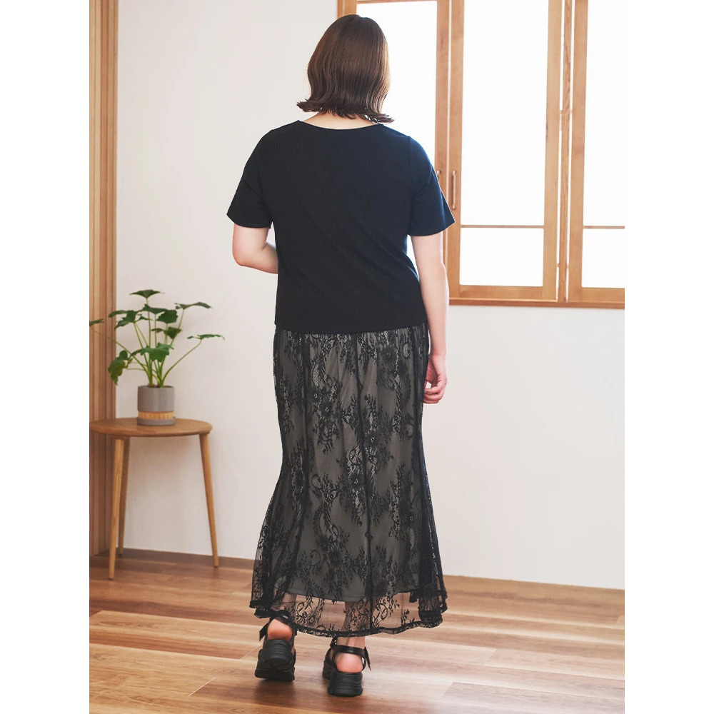 レイヤード風レースアップリブトップス10