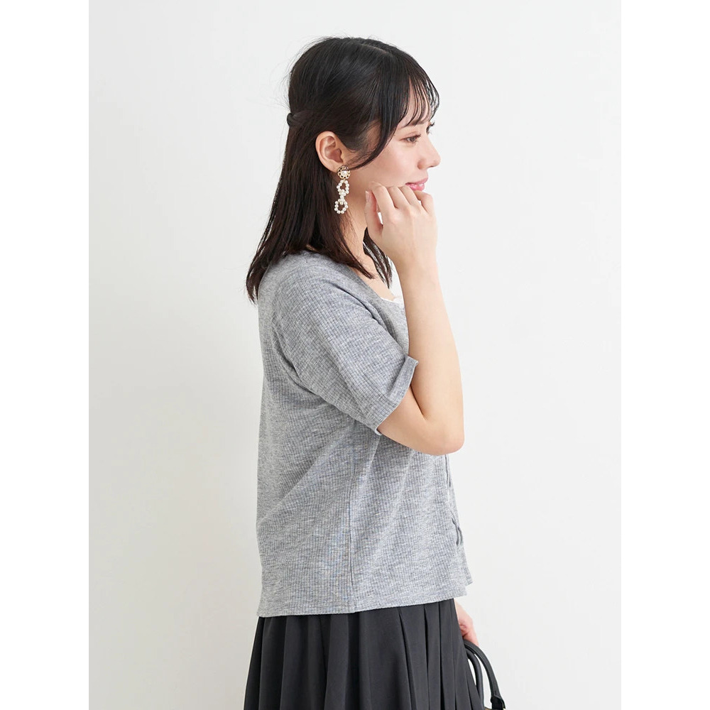 レイヤード風レースアップリブトップス12