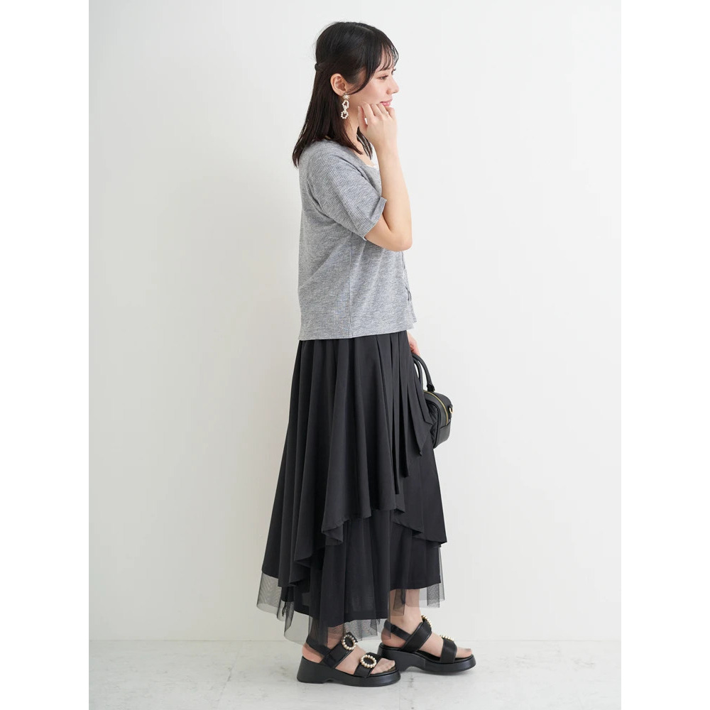 レイヤード風レースアップリブトップス17