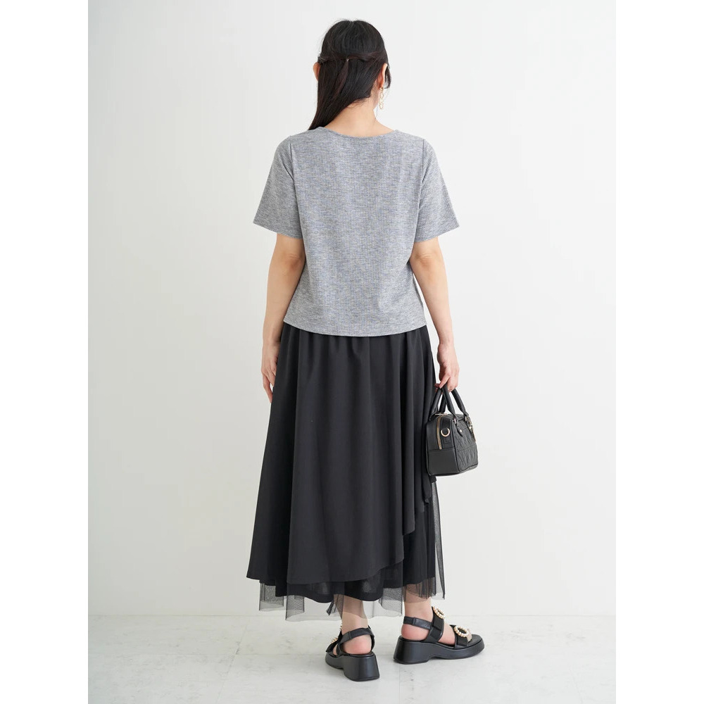 レイヤード風レースアップリブトップス18