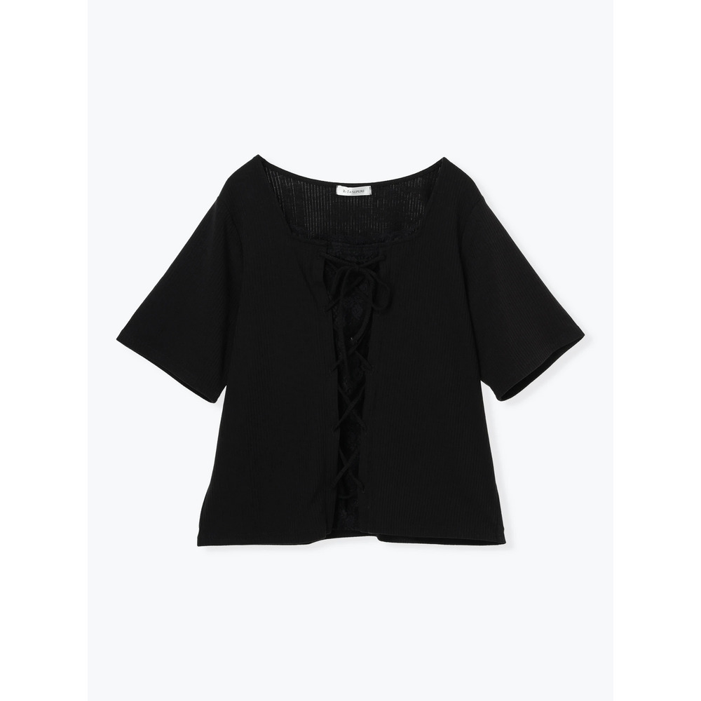 レイヤード風レースアップリブトップス19