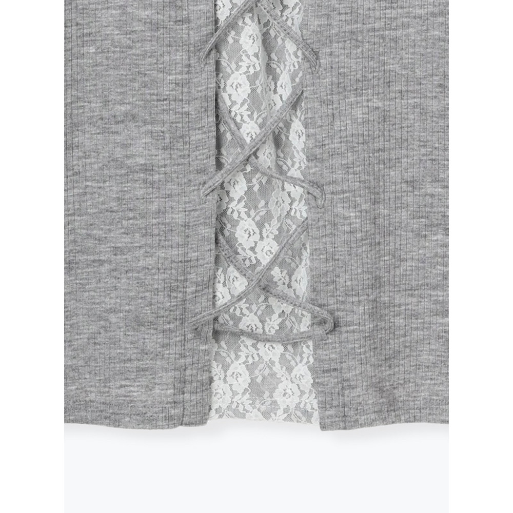 レイヤード風レースアップリブトップス24