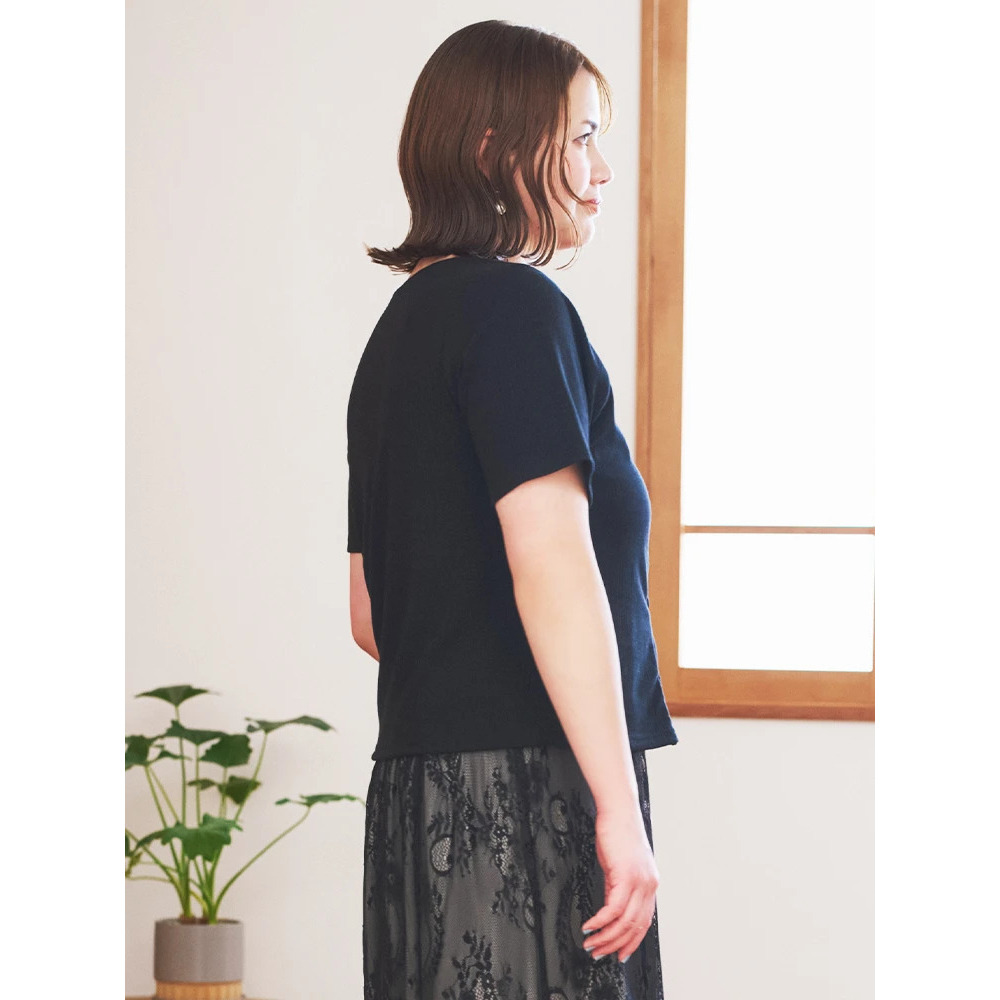 レイヤード風レースアップリブトップス4