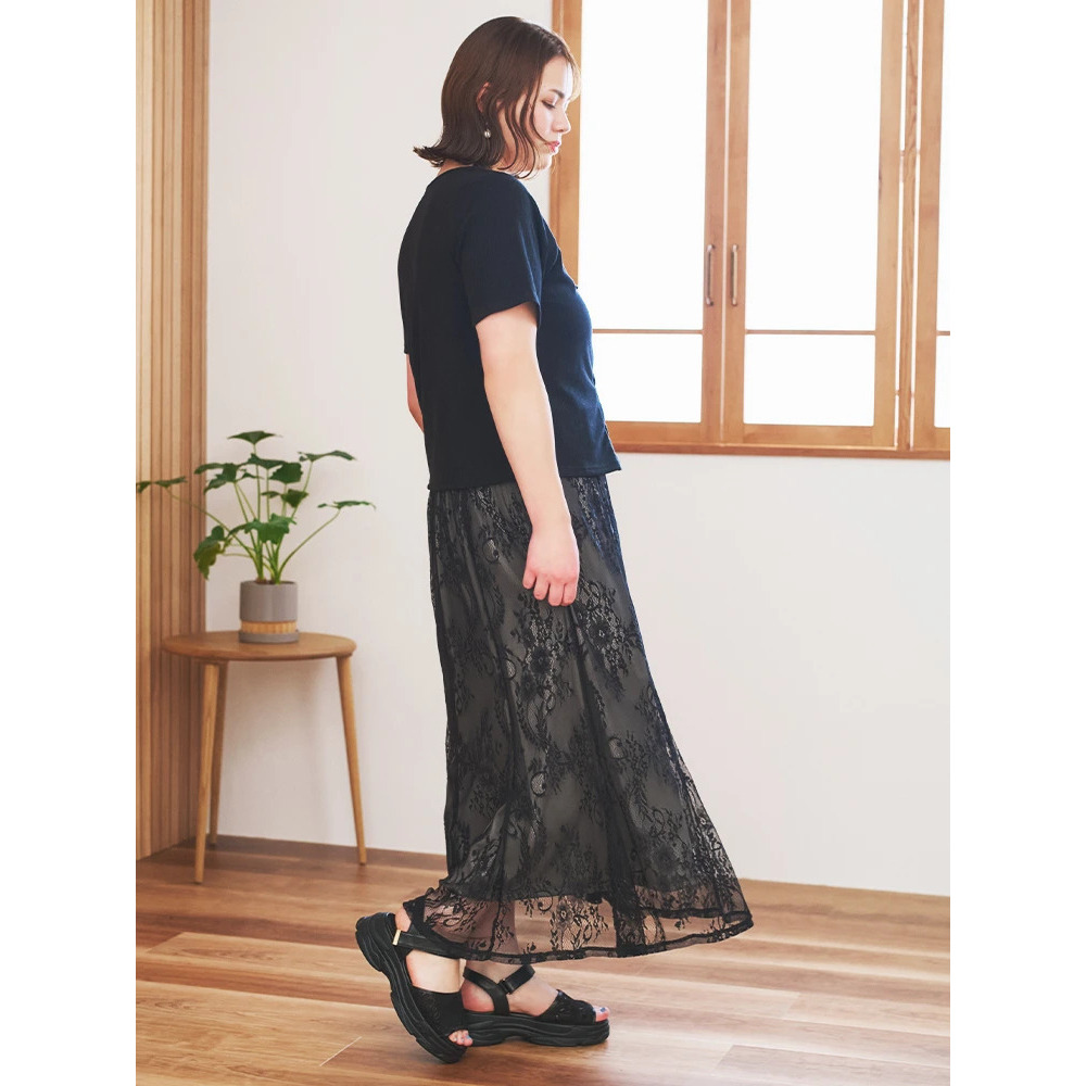 レイヤード風レースアップリブトップス9