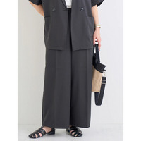 リネンライクセンタープレスワイドパンツ（セットアップ可）