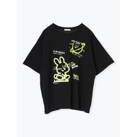 ウサギ×惑星プリントTシャツ