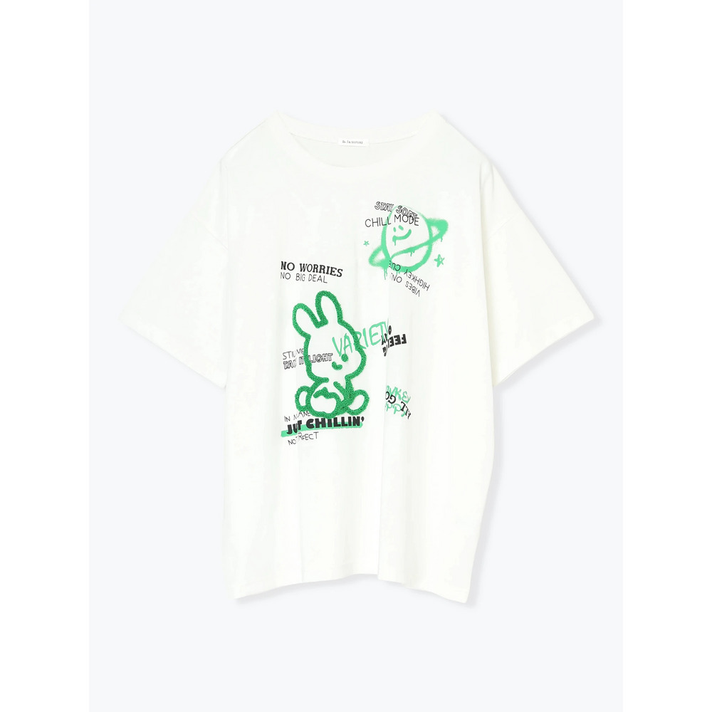 ウサギ×惑星プリントTシャツ15