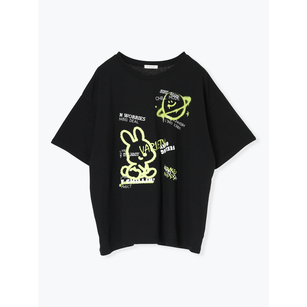 ウサギ×惑星プリントTシャツ16