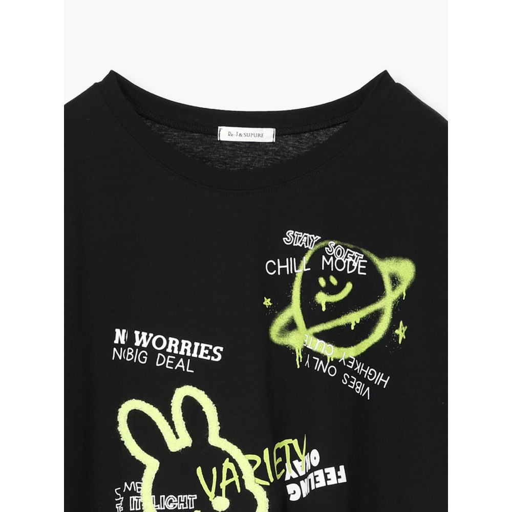 ウサギ×惑星プリントTシャツ18