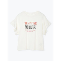 袖フリルフォトプリントTシャツ