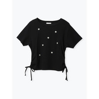 【WEB限定】フラワー刺繍裾ドロストTシャツ