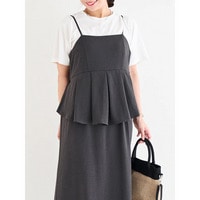 【接触冷感・速乾】タックペプラムキャミワンピース×Tシャツ