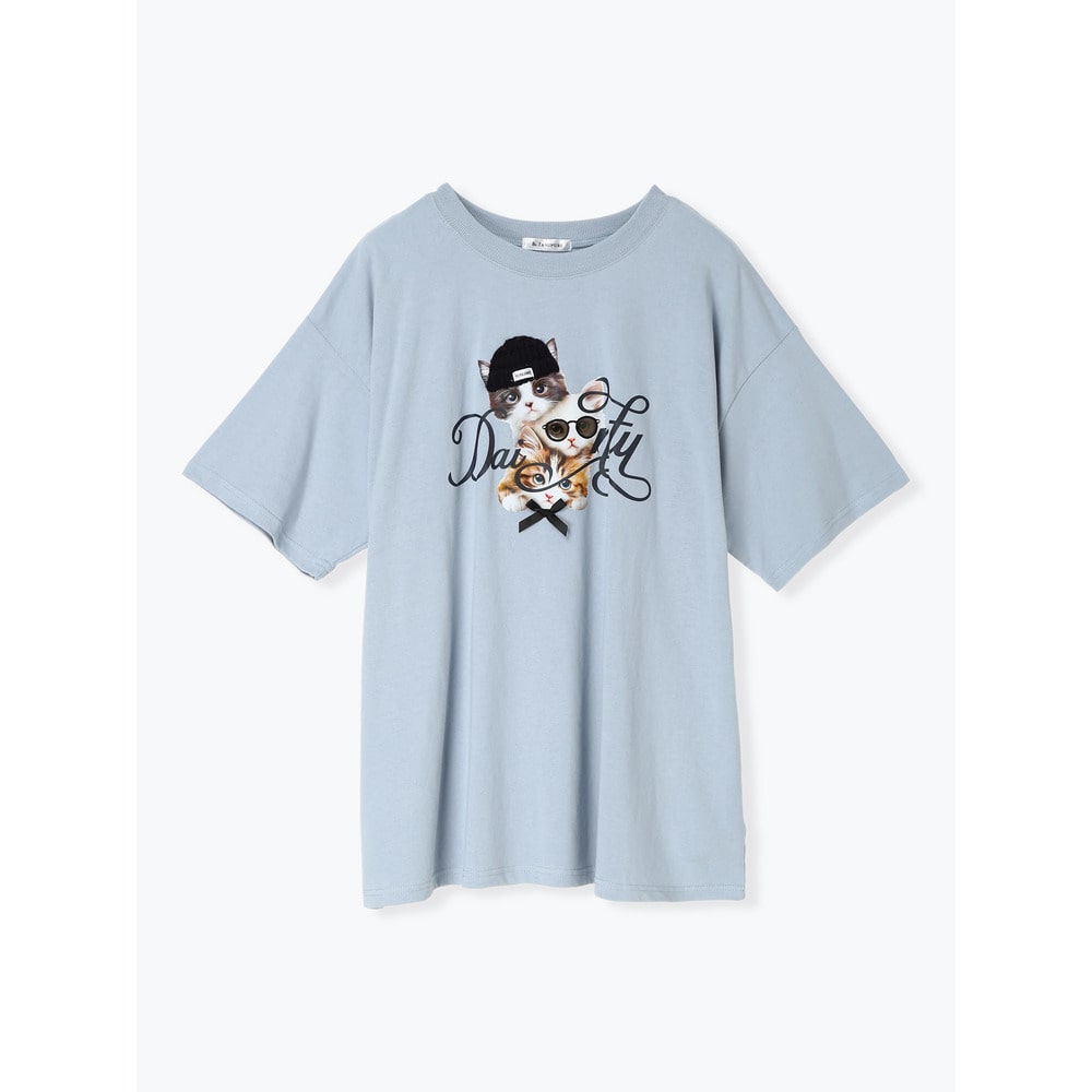 お洒落ネコプリントTシャツ