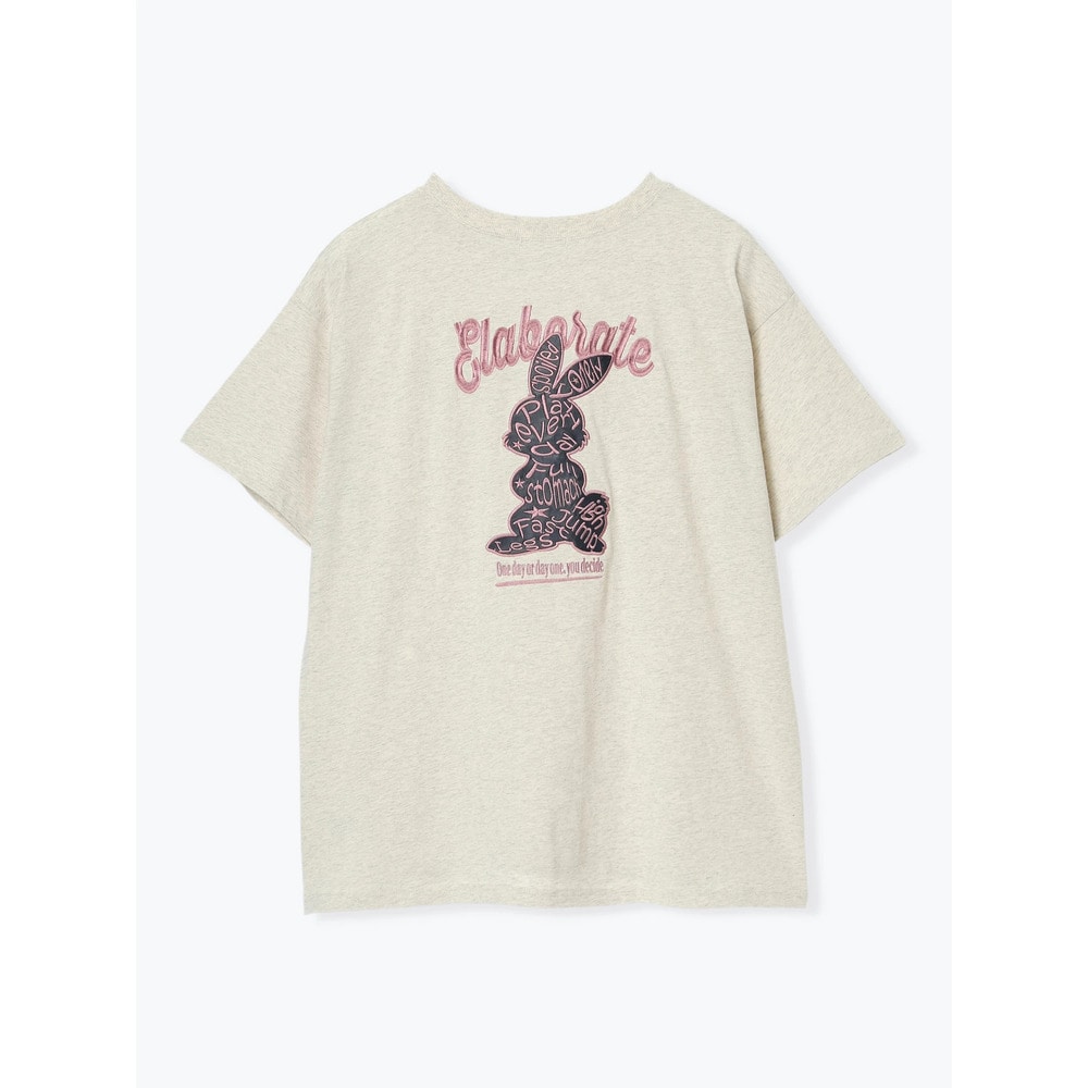 フェイクレザーロゴ刺繍ウサギTシャツ