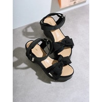 【la farfa SHOES/ラ・ファーファシューズ】リボンウエッジソールサンダル