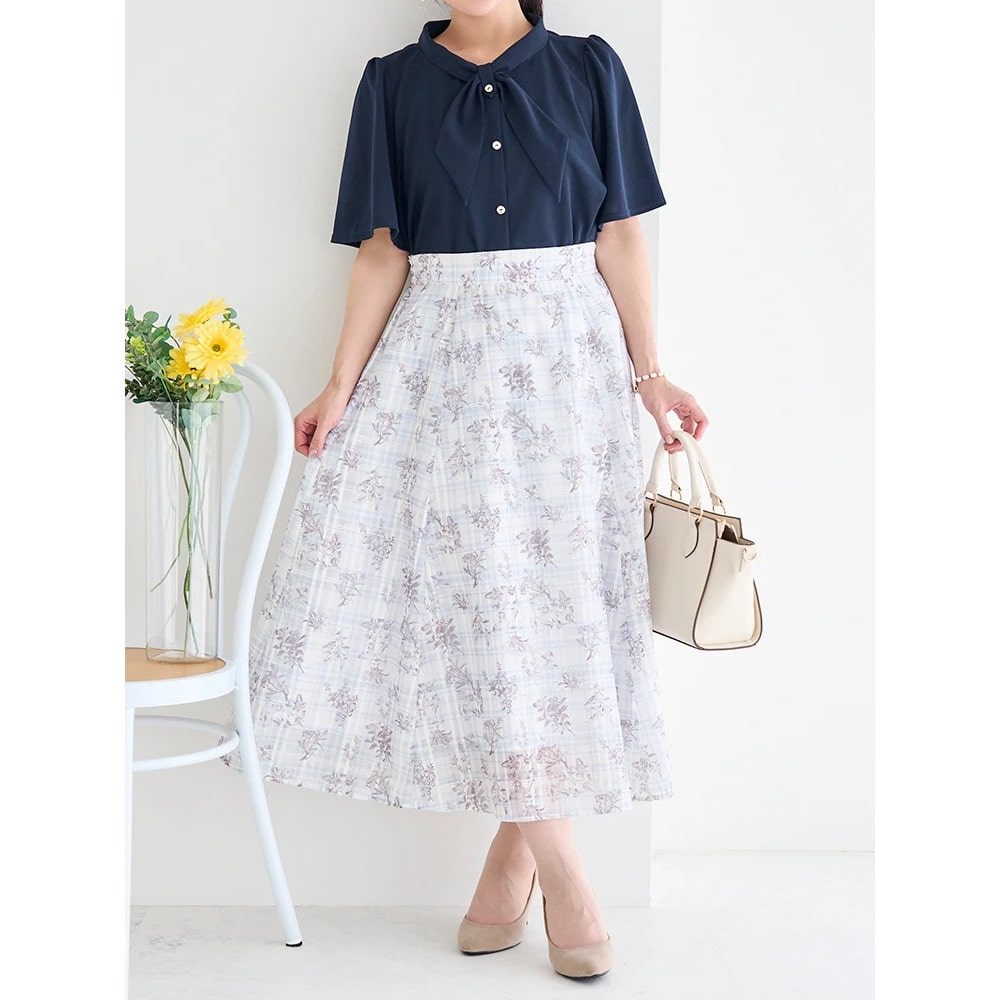 【接触冷感・UV・吸水速乾】ゴールドボタンボウタイブラウス11