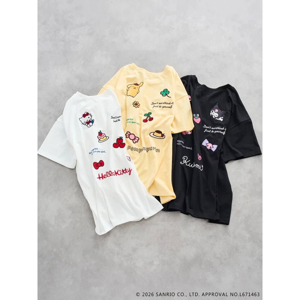 【サンリオキャラクターズ】バックランダム刺繍Tシャツ1