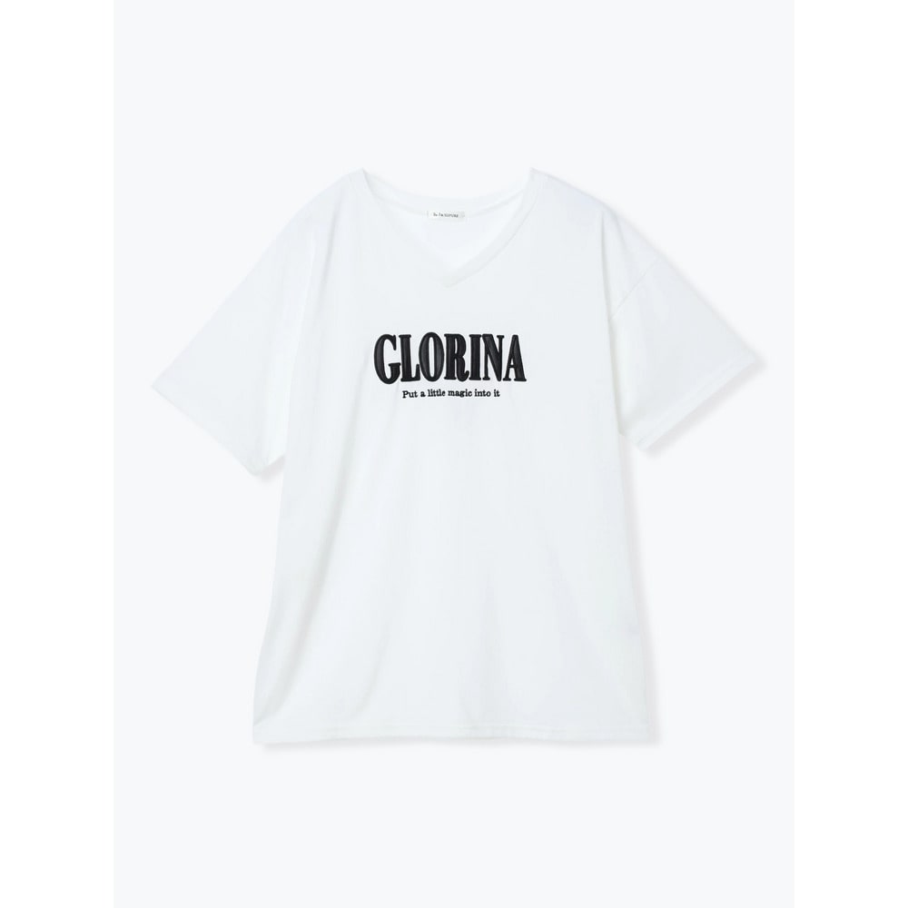 ロゴ刺繍VネックTシャツ