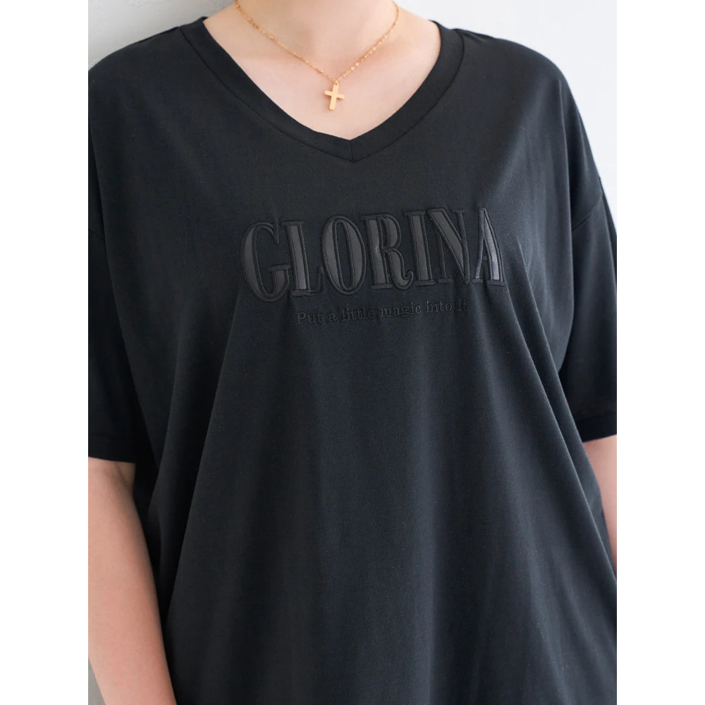 ロゴ刺繍VネックTシャツ16