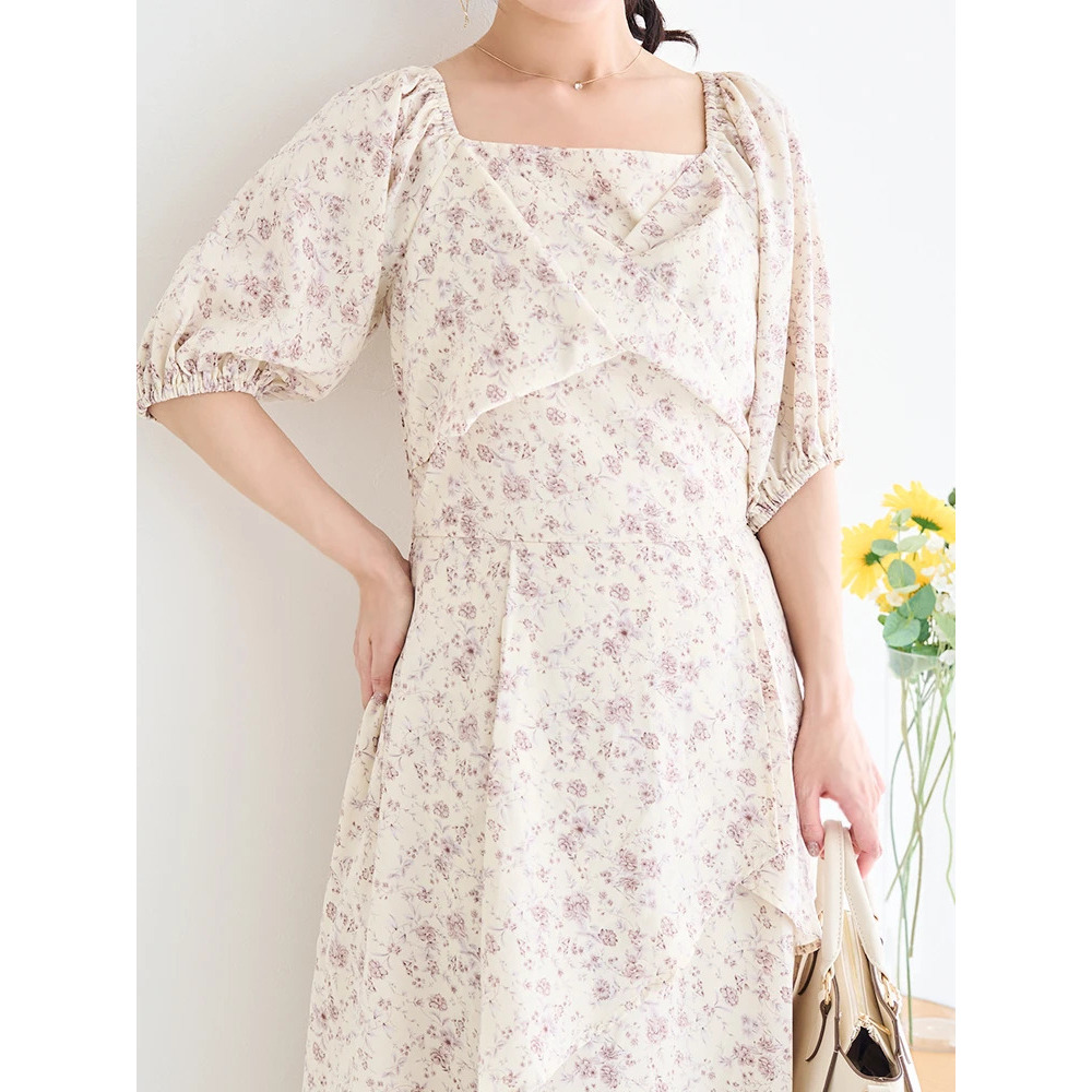 【WEB限定】花柄ツイストワンピース