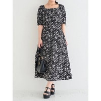 【WEB限定】花柄ツイストワンピース