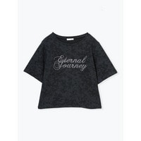 ラメテレコラインストーンロゴTシャツ